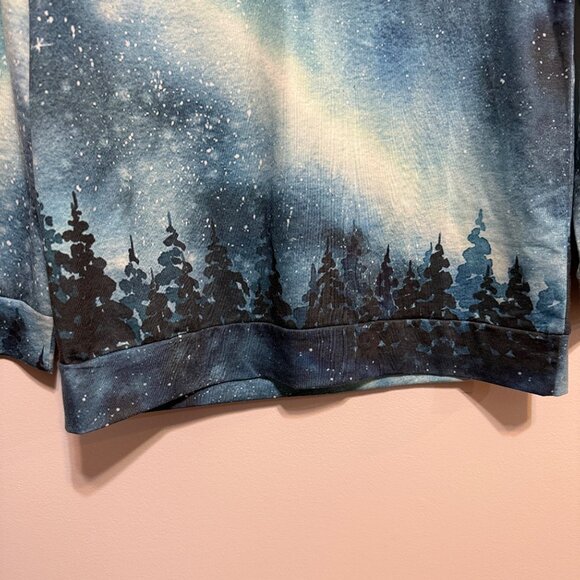 Galaxy Forest Long-Sleeve Shirt M Polyester & Spandex Space Print - Picture 4 of 6